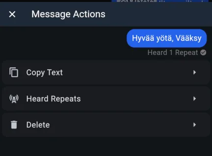 Lähetetyn viestin toiminnot